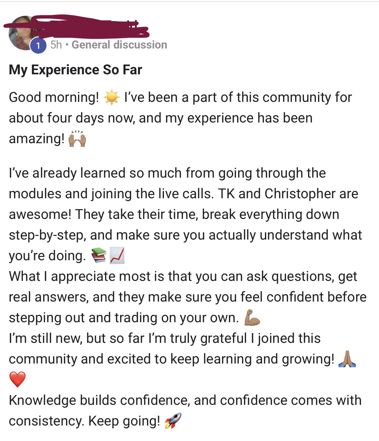 Student review of Profit Era modules and live calls